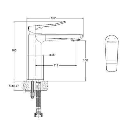 JOHNSON SUISSE AZIO SINGLE LEVER BASIN MIXER WBFA301688 BLACK