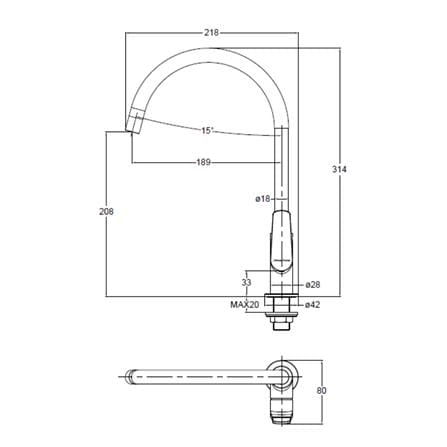 JOHNSON SUISSE LAZIO DECK-MOUNTED SINK TAP WBFA301703 BLACK