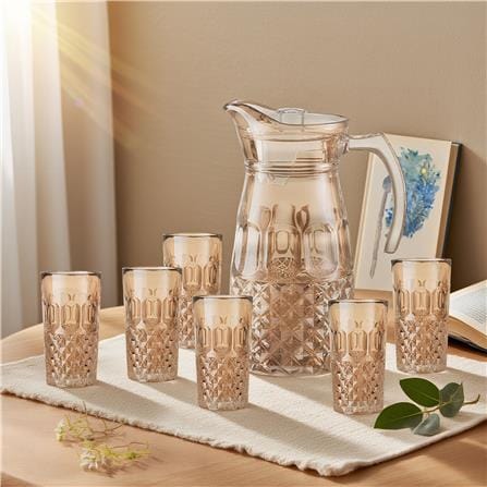 ROYAL 7PCS ION PLATING DRINK SET- AMBER