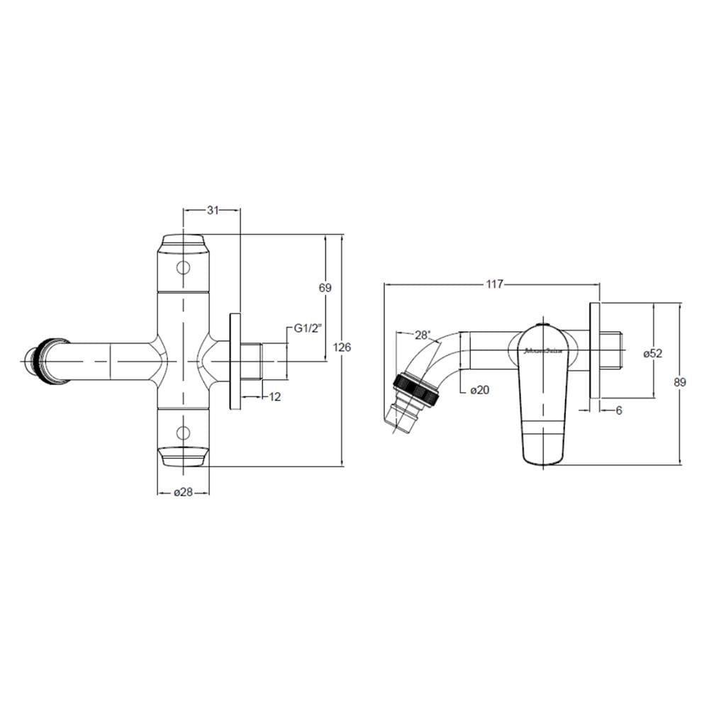 JOHNSON SUISSE LAZIO 1/2" 2-WAY BIB TAP WBFA301701 BLACK