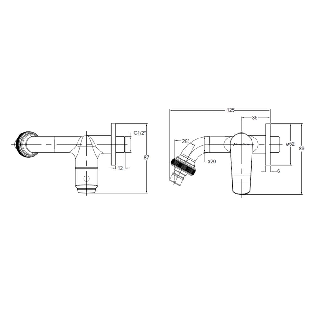 JOHNSON SUISSE LAZIO 1/2" WASHING MACHINE TAP WBFA301700 BLACK