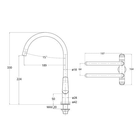 LAZIO DECK-MOUNTED DUAL SINK TAP WBFA301705 BLACK