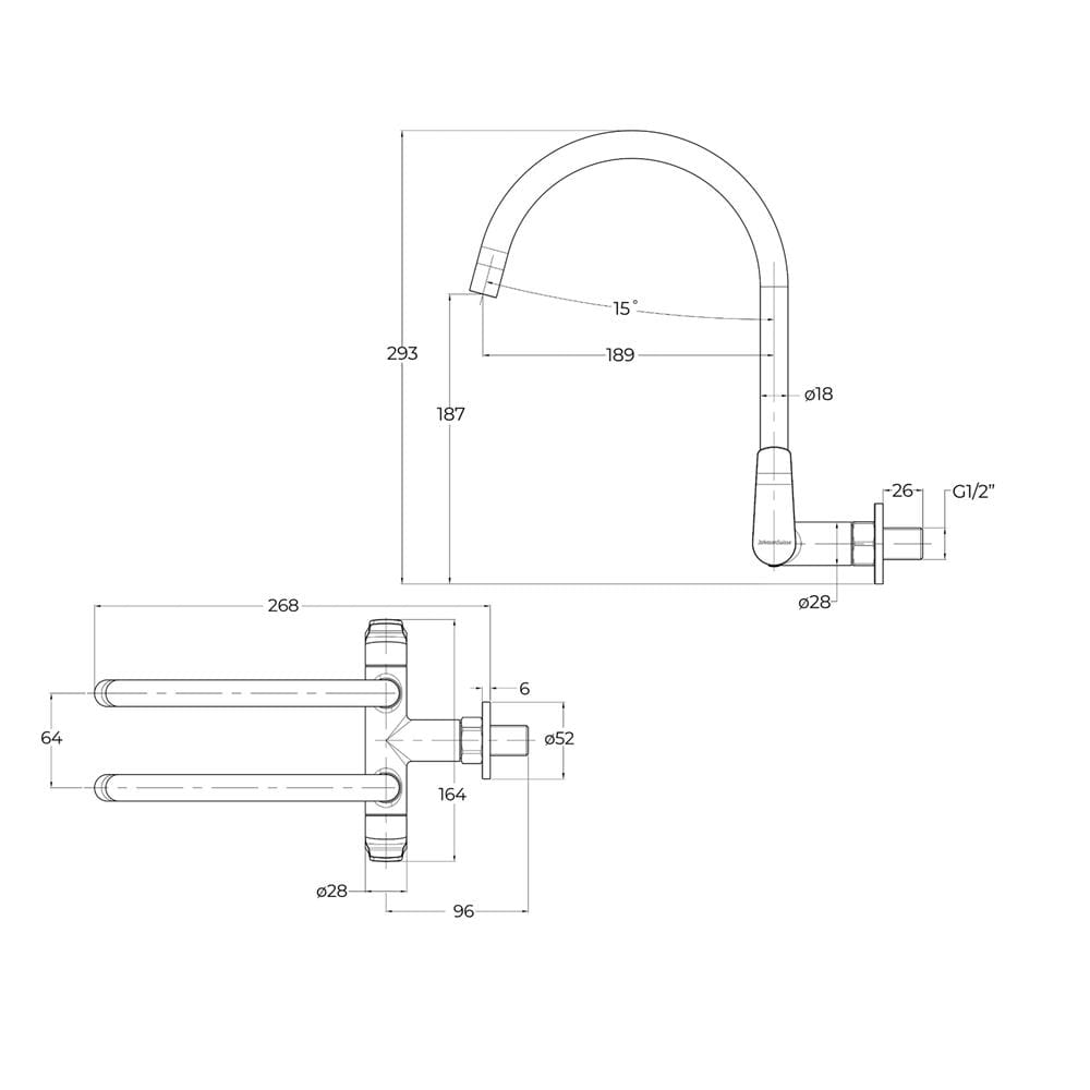 LAZIO WALL-MOUNTED DUAL SINK TAP WBFA301706 CHROME