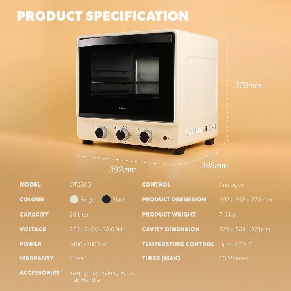 KHIND ELECTRIC OVEN OT2800 1600W 28L