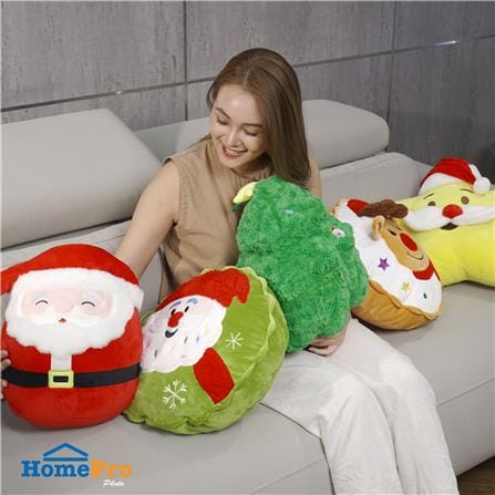 HOME LIVING STYLE CUSHION CHRISTMAS SANTA 30CM GREEN