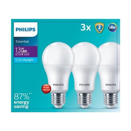 PHILIPS ESSENTIAL LED BULB E27 6500K COOL DAYLIGHT 13W 3PCS MY