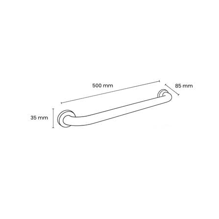 ROCCONI GRAB BAR RCN 2500/B 50CM MATTE BLACK