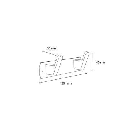 ROCCONI TOWEL HOOK 2 RCN K2/B 13.5CM MATTE BLACK