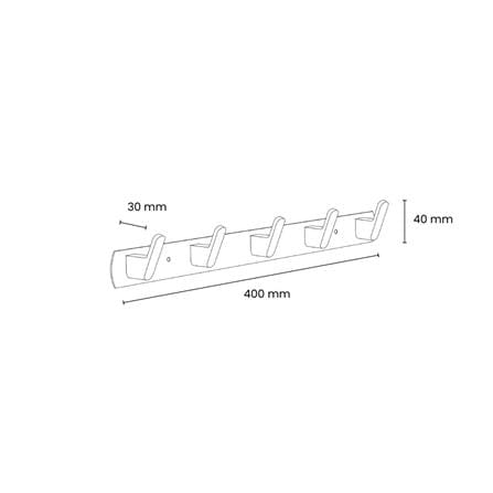 ROCCONI TOWEL 5-HOOKS RCN K5/B 40CM MATTE BLACK