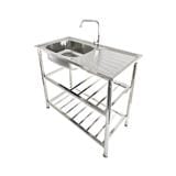FREESTANDING SINK TECNOSTAR STT 100 1B1D SILVER [EXCLUSIVE FROM HOMEPRO THAILAND]