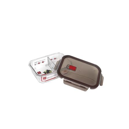 FUKURO YOKI BOROSILICATE GLASS CONTAINER 1000ML RECTANGLE (TWIN COMPARTMENT)