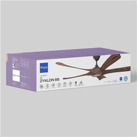 RIEGEN CEILING FAN RCF-ZYKLON66-5B-PW 66-INCH PINE WOOD