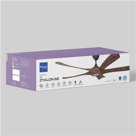 RIEGEN CEILING FAN RCF-ZYKLON66-5B-BC 66-INCH BLACK CHESTNUT