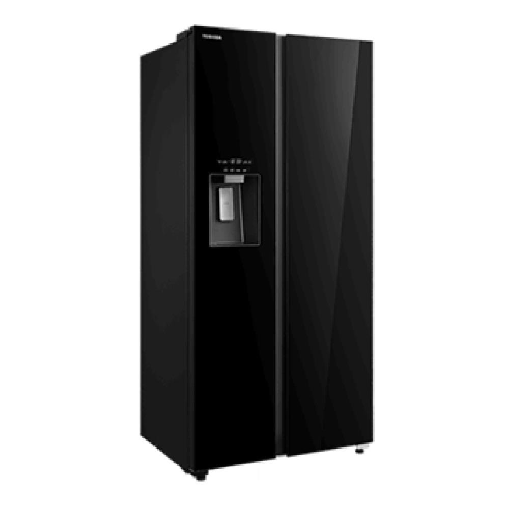 TOSHIBA SIDE BY SIDE REFRIGERATOR GR-RS755WIA-PGY(22) 640L BLACK GLASS