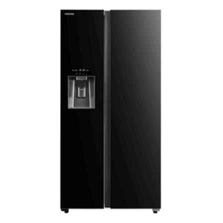 TOSHIBA SIDE BY SIDE REFRIGERATOR GR-RS755WIA-PGY(22) 640L BLACK GLASS