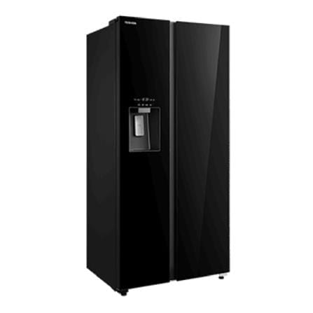 TOSHIBA SIDE BY SIDE REFRIGERATOR GR-RS755WIA-PGY(22) 640L BLACK GLASS