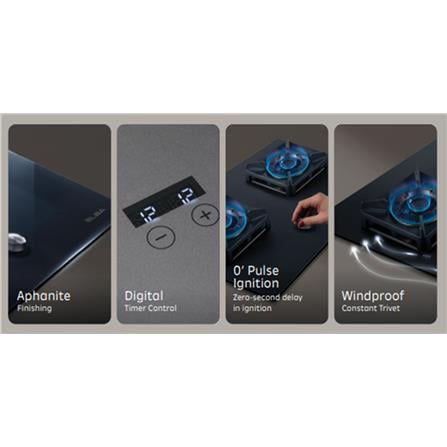 ELBA FLEXIBLE BUILT-IN GAS HOB EGH-S8692D(GR) 2BURNER 6.0KW 76CM BLACK