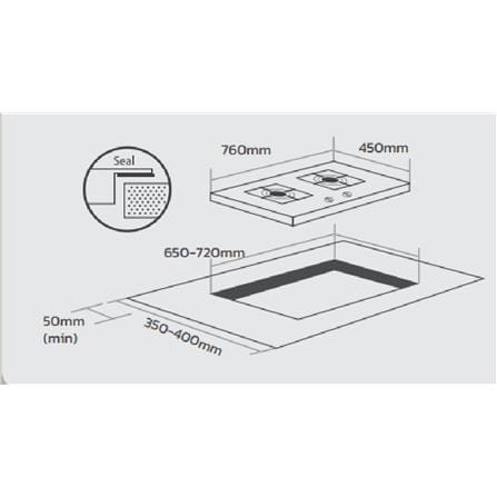 ELBA FLEXIBLE BUILT-IN GAS HOB EGH-S8692D(GR) 2BURNER 6.0KW 76CM BLACK