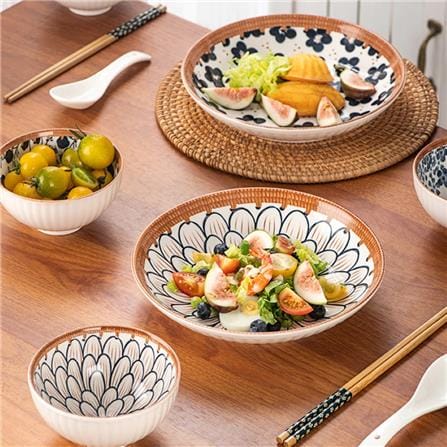 JAPANESE STYLE CERAMIC TABLEWARE BOWL & PLATE GIFT SET 6PCS