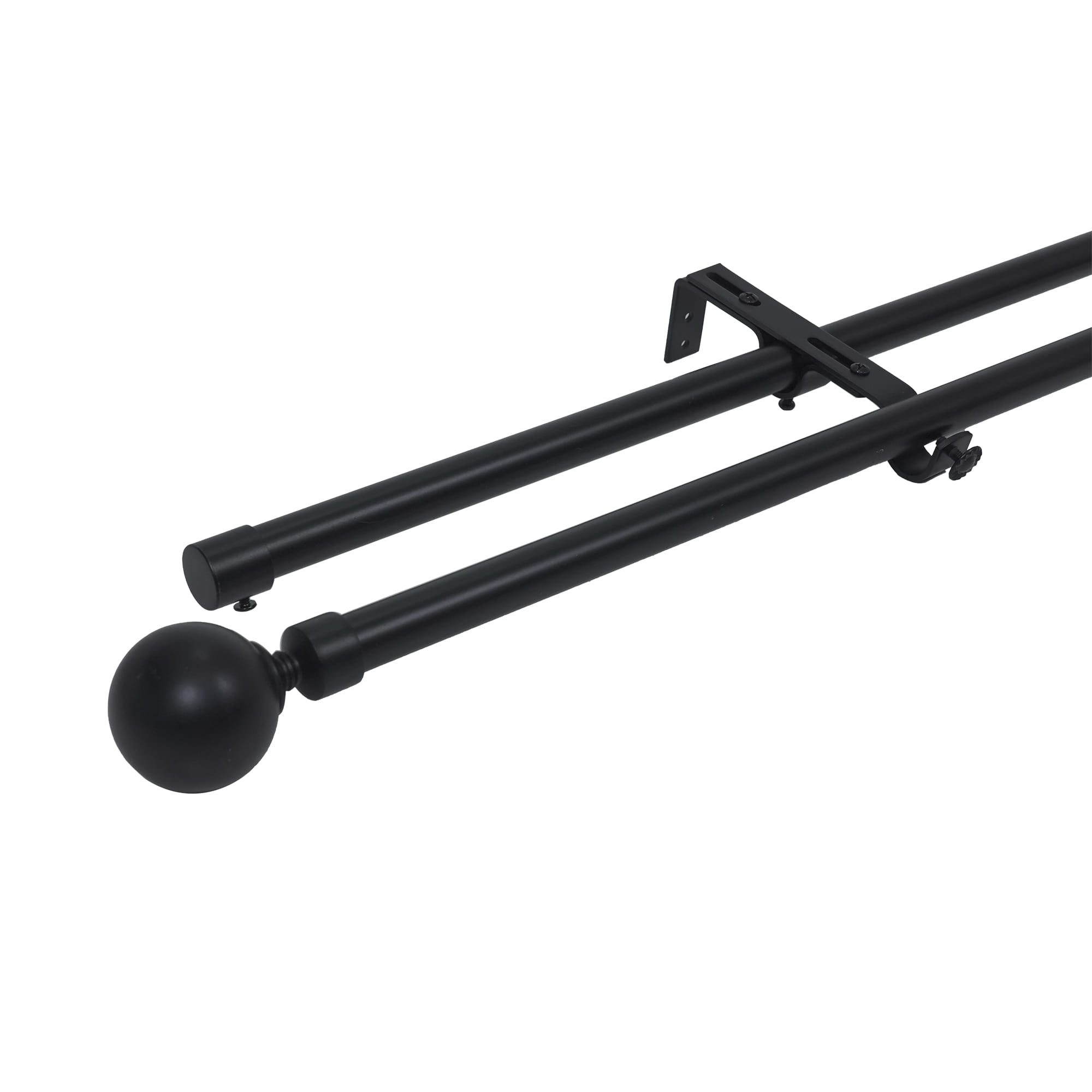 HOME LIVING STYLE DOUBLE CURTAIN ROD 19MM METAL 120-210CM BLACK