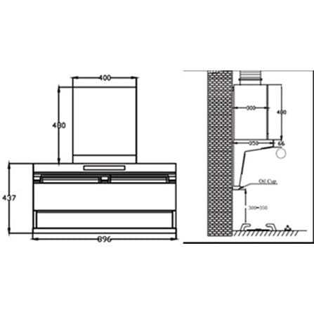 FABER DESIGNER HOOD MEGAFLEX ELITE FCH-LMD90S300BKMG 90CM BLACK 3000M3/H