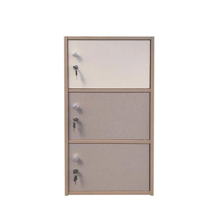 LOCKER WITH 3 COMPARTMENTS FURDINI FINE 40CM WOOD GRAIN/WHITE CREAM FABRIC PATTERN