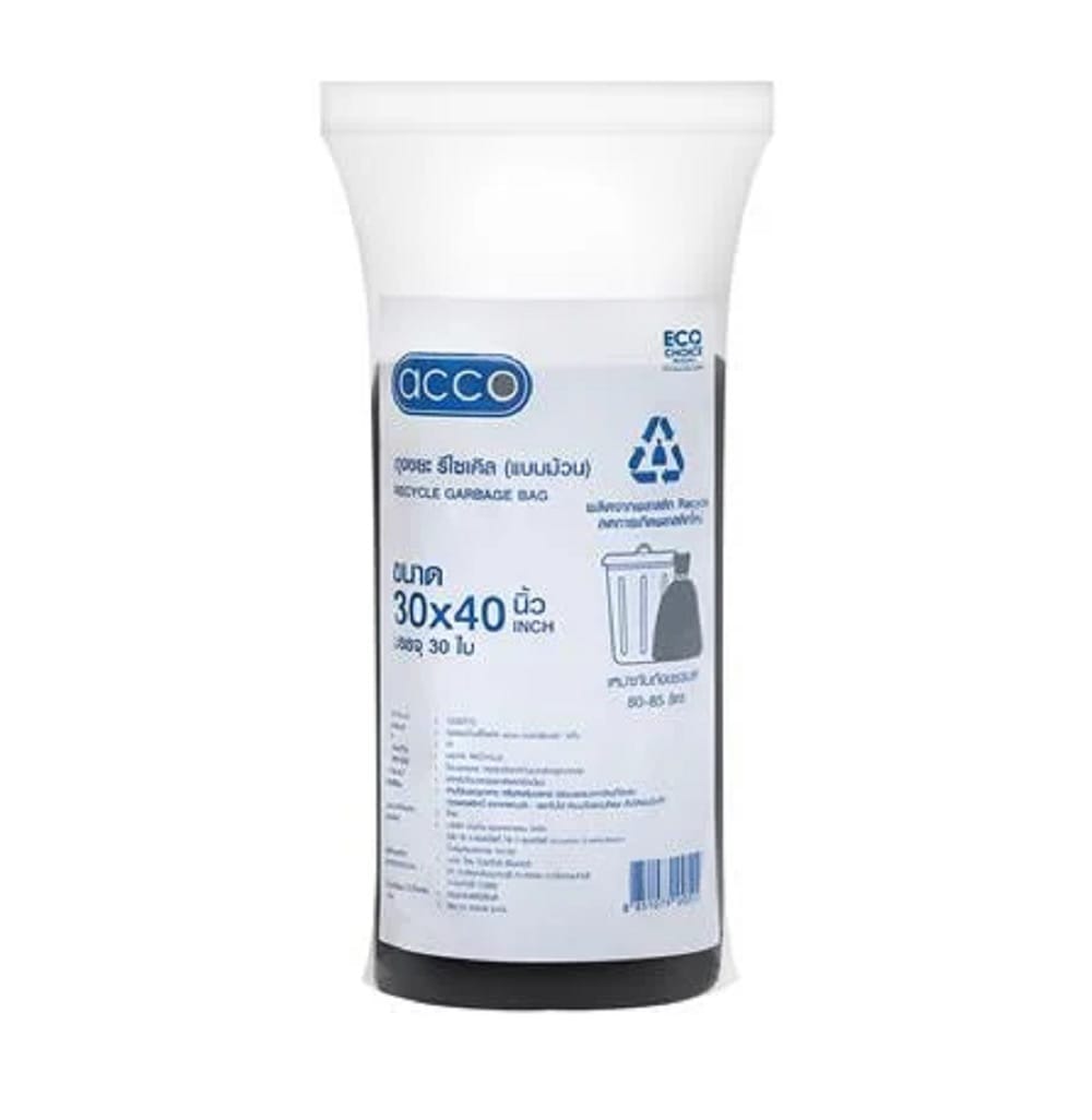GARBAGE ROLL RECYCLE ACCO THIN 30X40" BLACK 30PCS