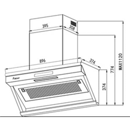 FABER DESIGNER HOOD XENON ELITE FCH-TXD90S210BKMG 90CM 2100M3/H BLACK 2100M3/H DC COPPER MOTOR