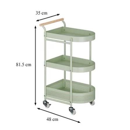3-TIER UTILITY CART WITH CASTERS STACKO DORU 48x35x81.5CM GREEN