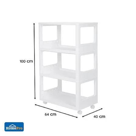 3-TIER UTILITY CART STACKO GENNA 64X40X100CM WHITE