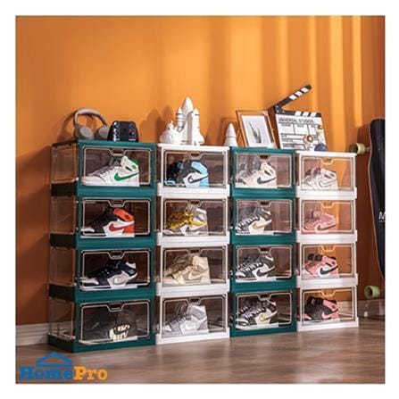 SHOE BOX STACKO LITE 38X28X22CM BLACK/CLEAR