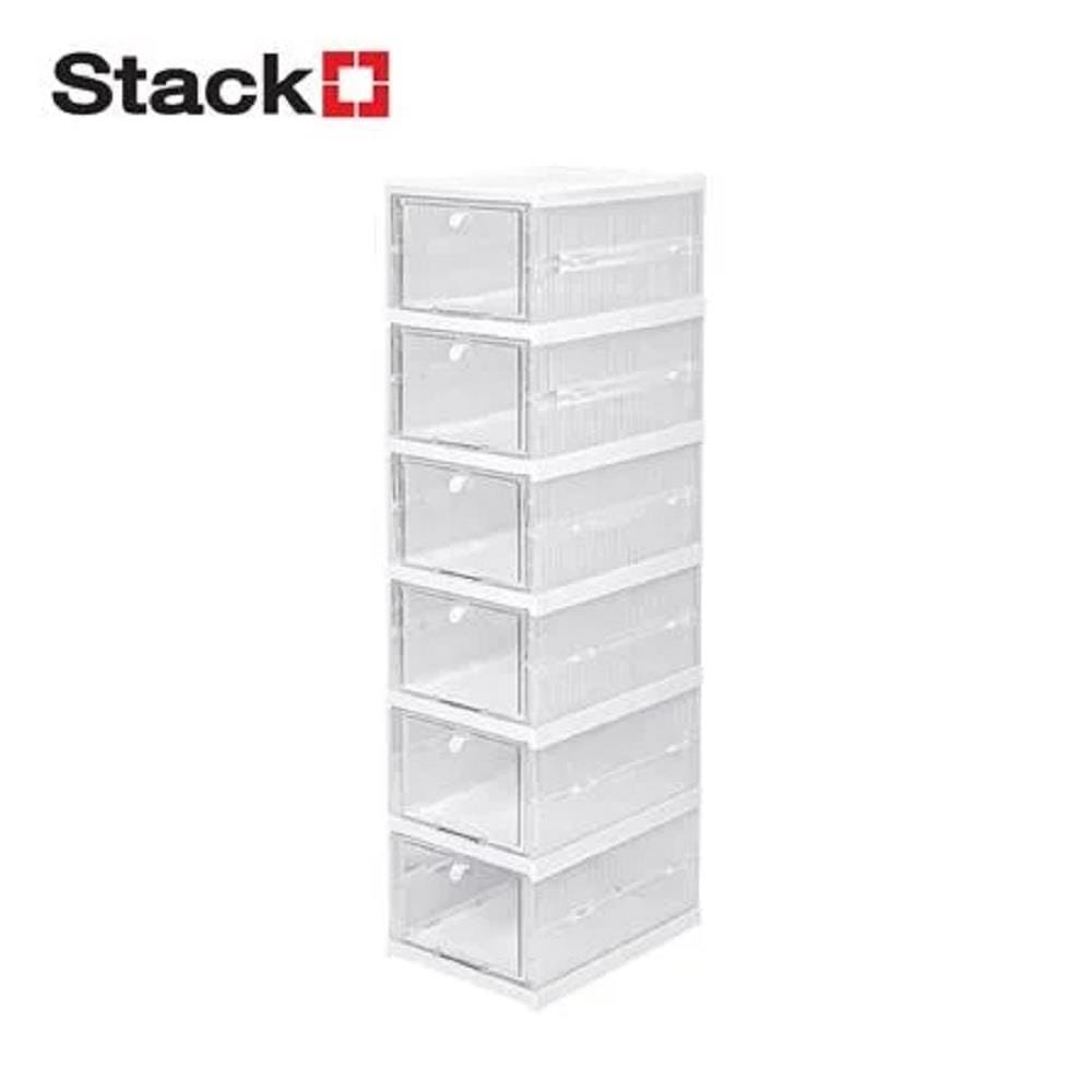 6-COMPARTMENT SHOE BOX STACKO KLEAR 34.5X25.5X105.8CM CLEAR