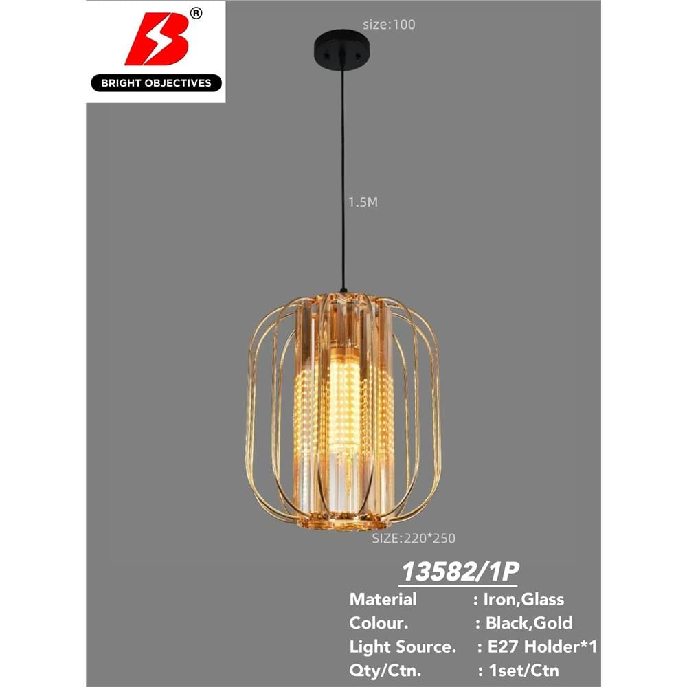 BRIGHT OBJECTIVE PENDANT LAMP 13582/1P 120CM GOLD