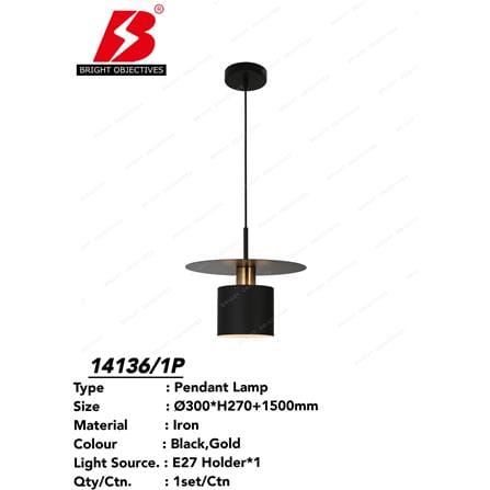 BRIGHT OBJECTIVE PENDANT LAMP 14136/1 120CM BLACK
