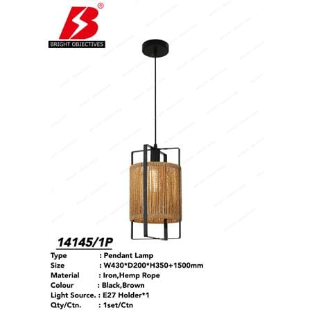 BRIGHT OBJECTIVE PENDANT LAMP 14145/1P 150CM BLACK BROWN