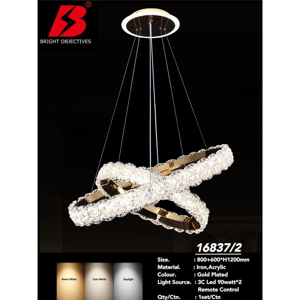 BRIGHT OBJECTIVE PENDANT LAMP 16837/2 120CM GOLD 3-COLOR