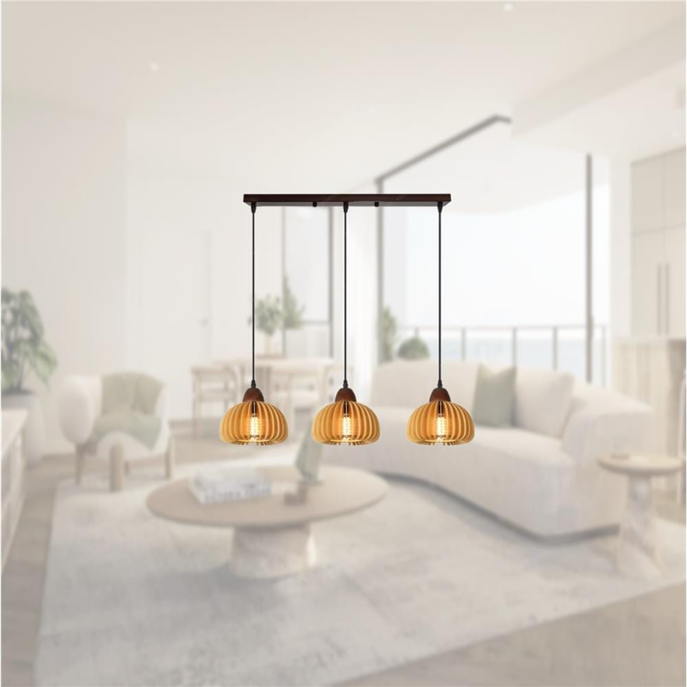 BRIGHT OBJECTIVE PENDANT LAMP 17368/3L 120CM BROWN