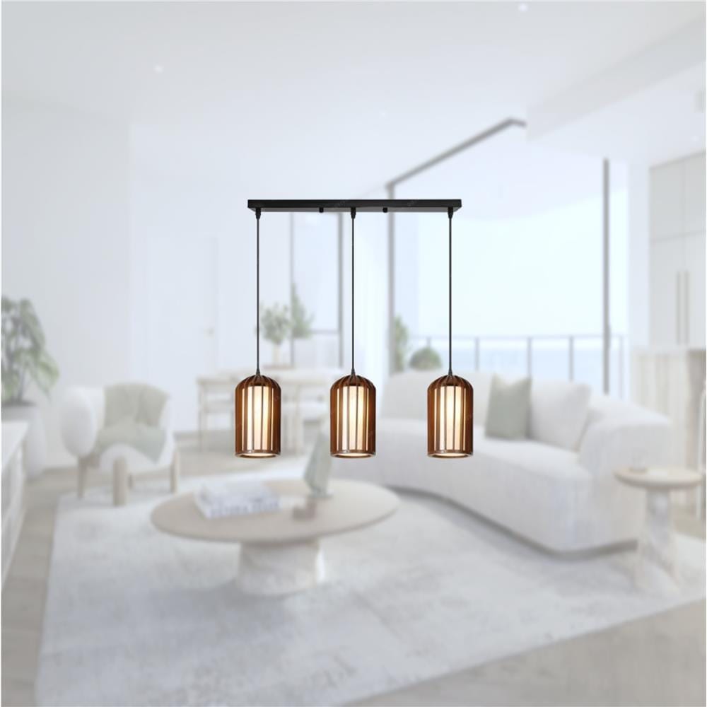 BRIGHT OBJECTIVE PENDANT LAMP 17351/3L 120CM BROWN-WHITE-BLACK