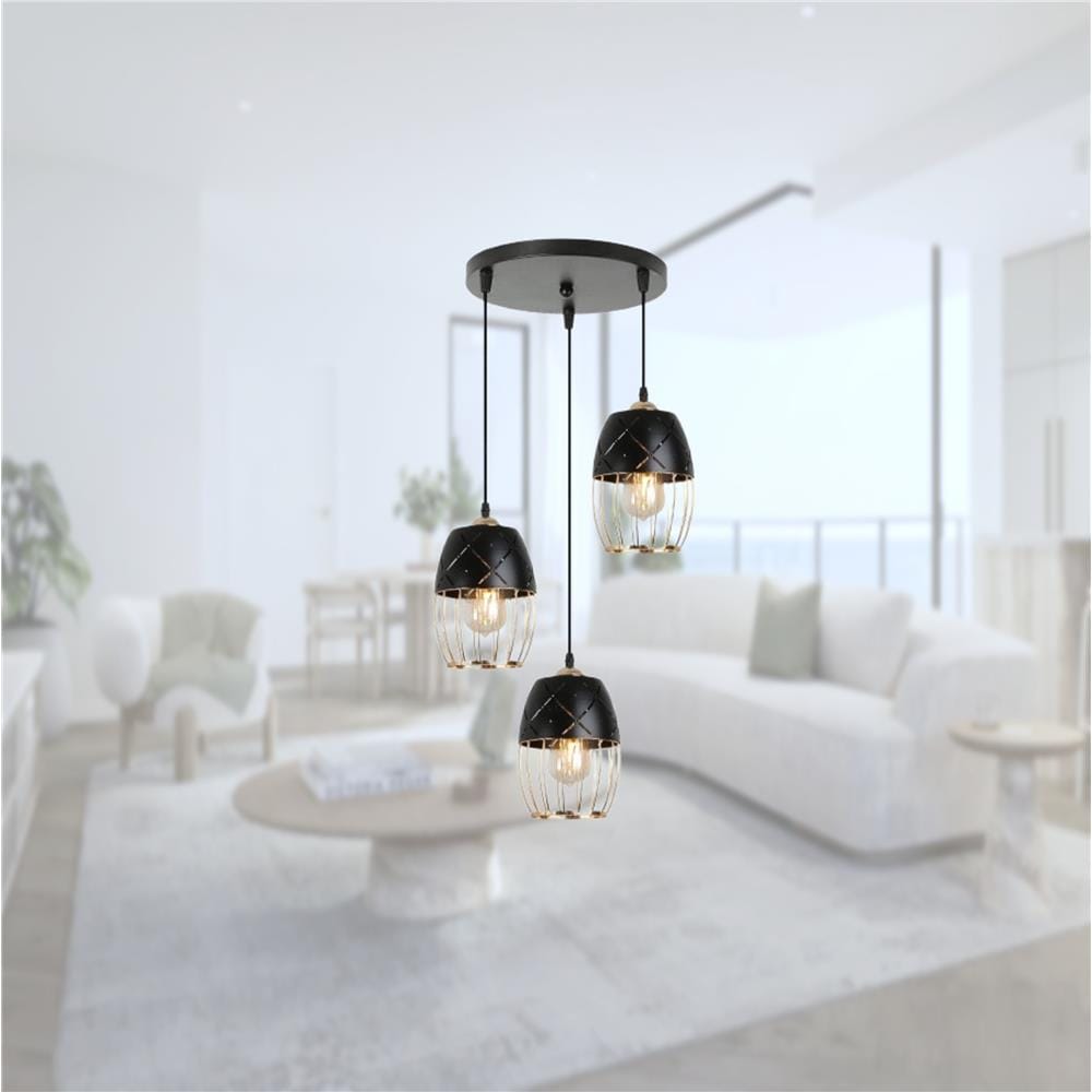 BRIGHT OBJECTIVE PENDANT LAMP 14050/3R 120CM GOLD BLACK