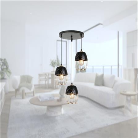 BRIGHT OBJECTIVE PENDANT LAMP 14050/3R 120CM GOLD BLACK