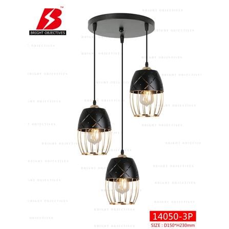 BRIGHT OBJECTIVE PENDANT LAMP 14050/3R 120CM GOLD BLACK
