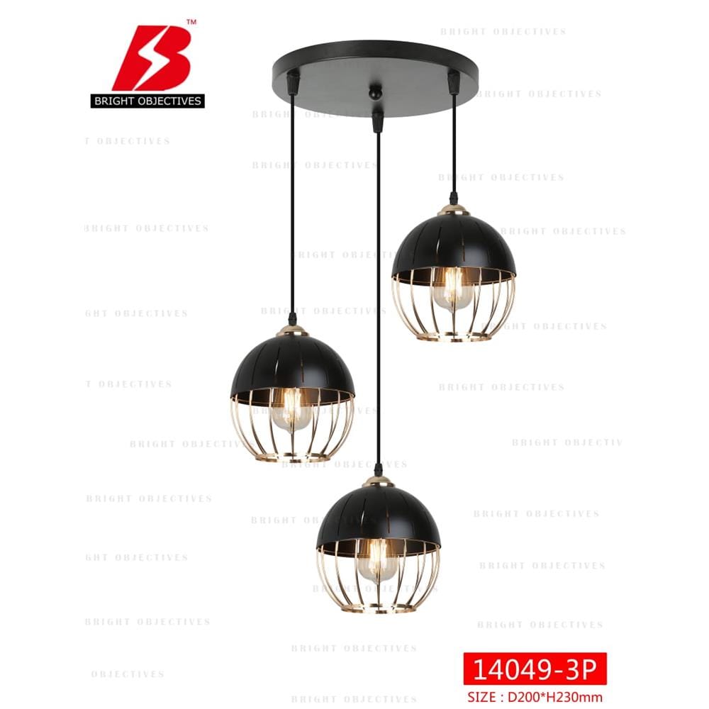 BRIGHT OBJECTIVE PENDANT LAMP 14049/3R 120CM GOLD BLACK