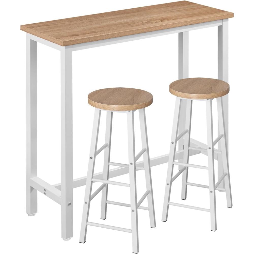 BAR TABLE SET 1+2 OAK WHITE