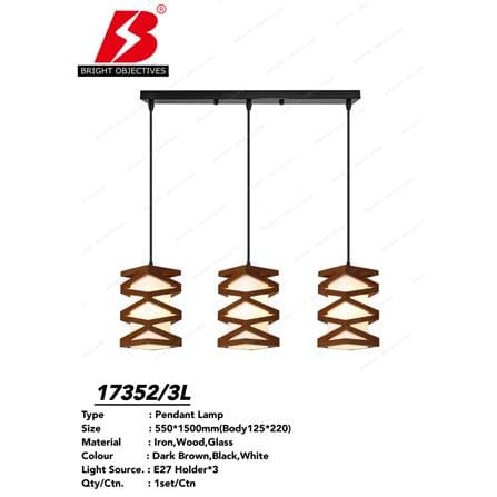 BRIGHT OBJECTIVE PENDANT LAMP 17352/3L 120CM BROWN-WHITE-BLACK