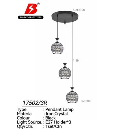 BRIGHT OBJECTIVE PENDANT LAMP 17502/3R 120CM BLACK