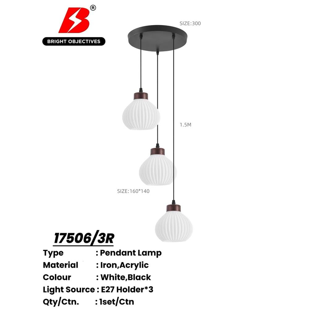 BRIGHT OBJECTIVE PENDANT LAMP 17506-3R 120CM WHITE
