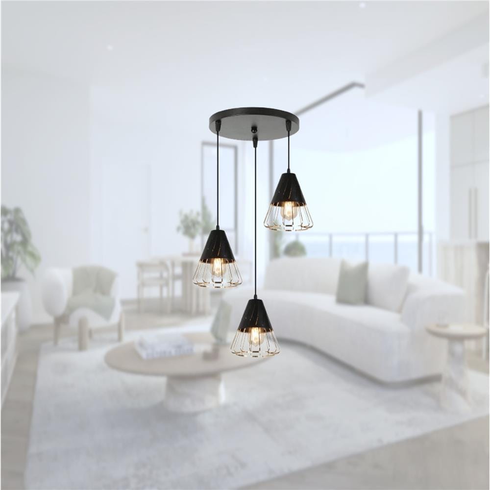 BRIGHT OBJECTIVE PENDANT LAMP 14048/3R 120CM GOLD-BLACK