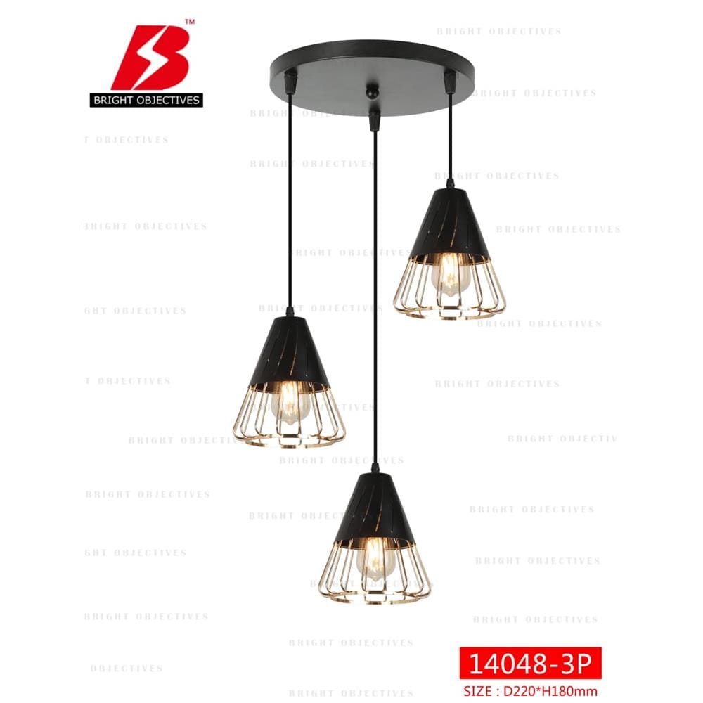 BRIGHT OBJECTIVE PENDANT LAMP 14048/3R 120CM GOLD-BLACK