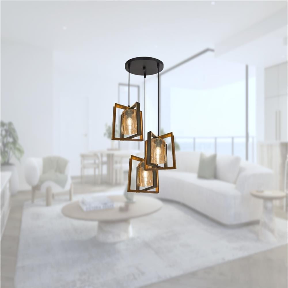 BRIGHT OBJECTIVE PENDANT LAMP 16593/3R 120CM BROWN BLACK