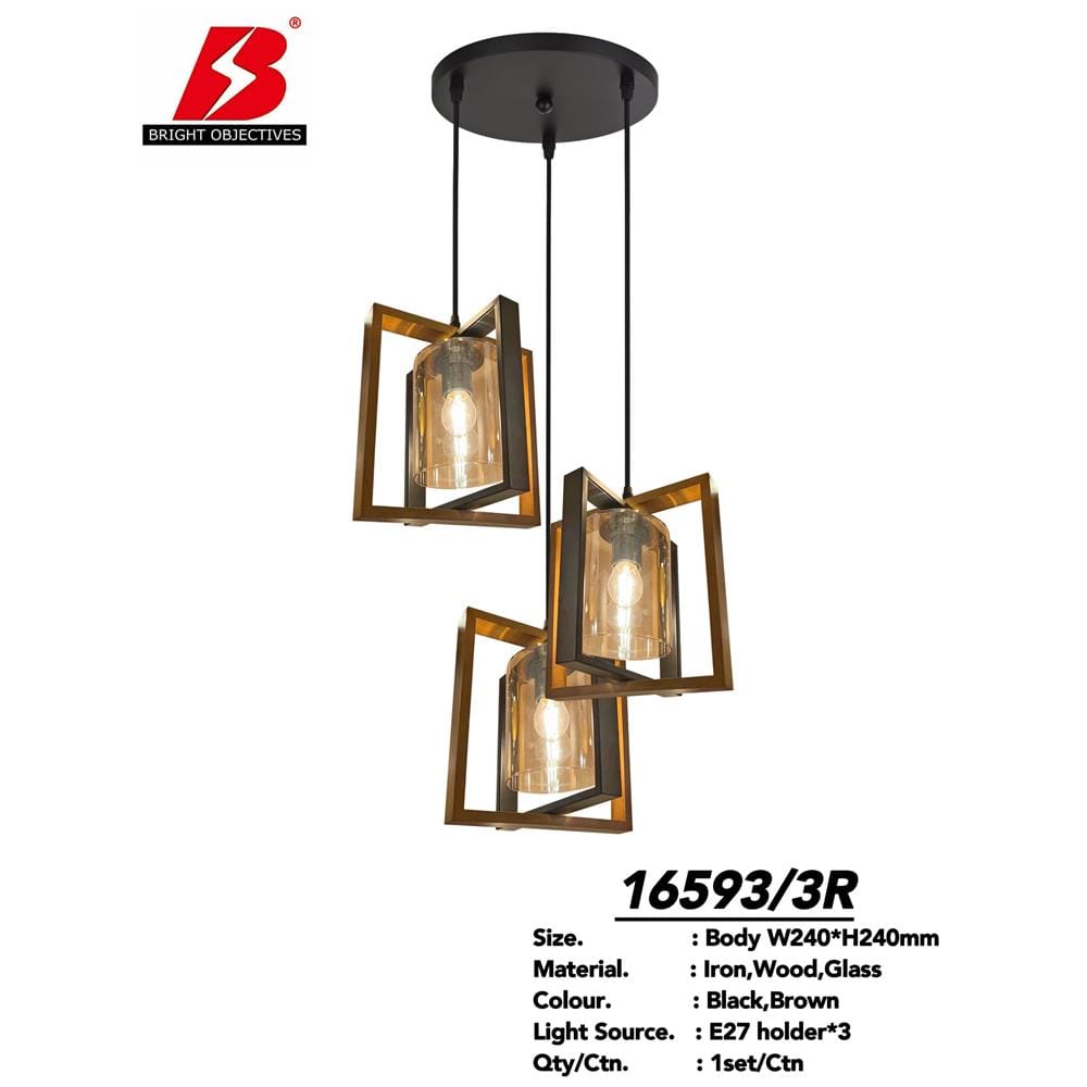 BRIGHT OBJECTIVE PENDANT LAMP 16593/3R 120CM BROWN BLACK